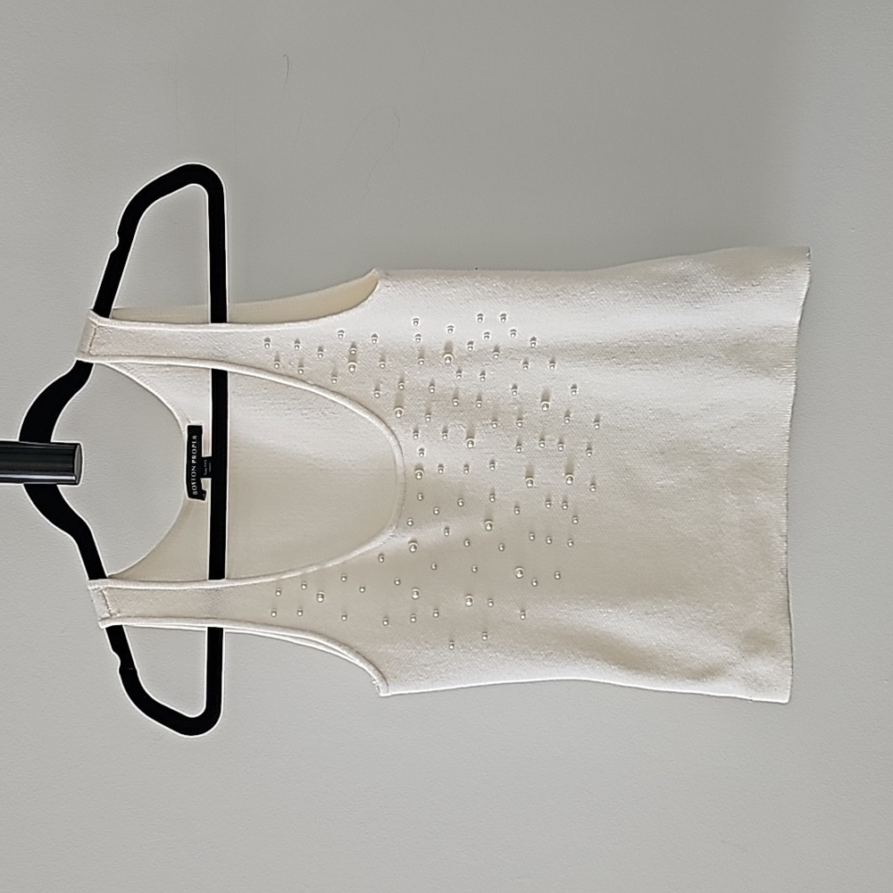 Cream colored sweater tank with pearls.  Never worn